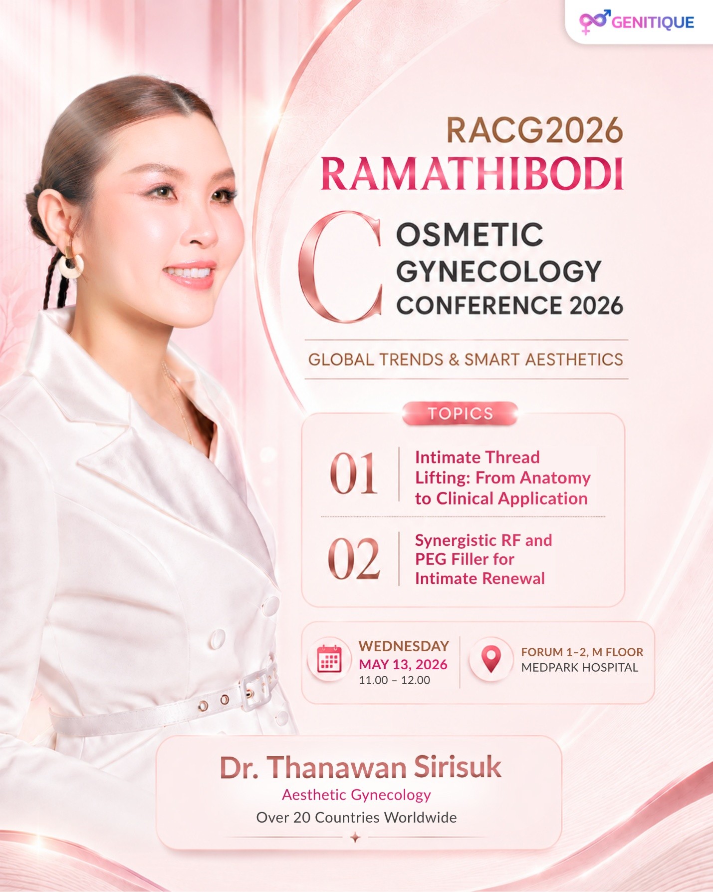 หมอหนึ่ง Genitique Clinic บรรยายในงาน RACG2026 อัปเดตนวัตกรรมความงามทางนรีเวช