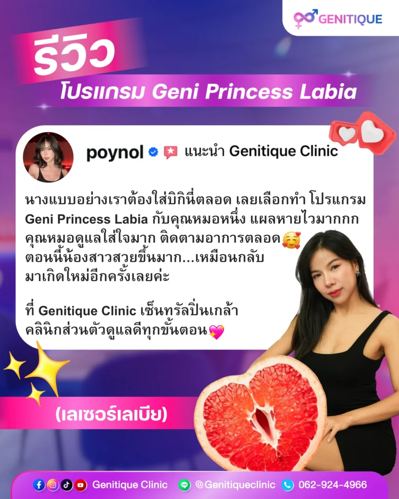 รีวิว Geni Princess Labia ผ่าตัดตกแต่งเลเบีย คุณพลอย โดย หมอหนึ่ง Genitique Clinic